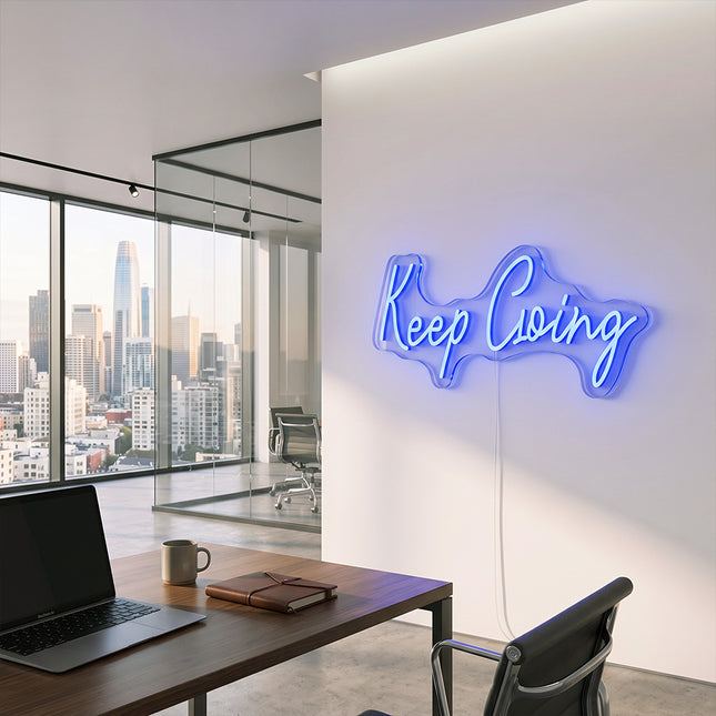 Ice Blue Keep Going Neon Sign