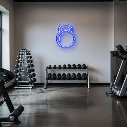 Blue Kettlebell Neon Sign