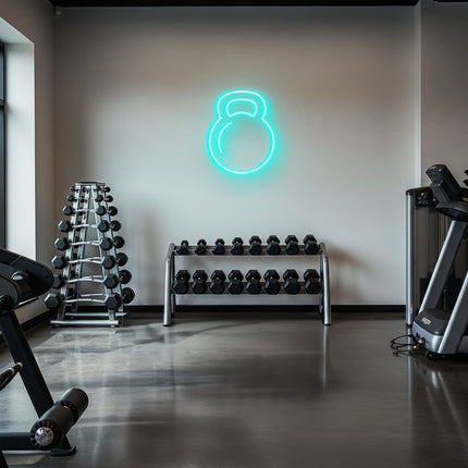 Mint Kettlebell Neon Sign
