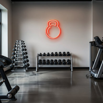 Orange Kettlebell Neon Sign