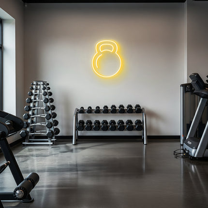 Warm White Kettlebell Neon Sign