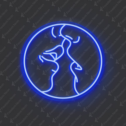 Blue Kissing Couple Neon Sign