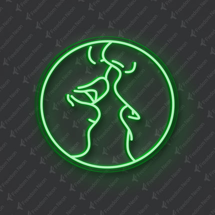 Green Kissing Couple Neon Sign