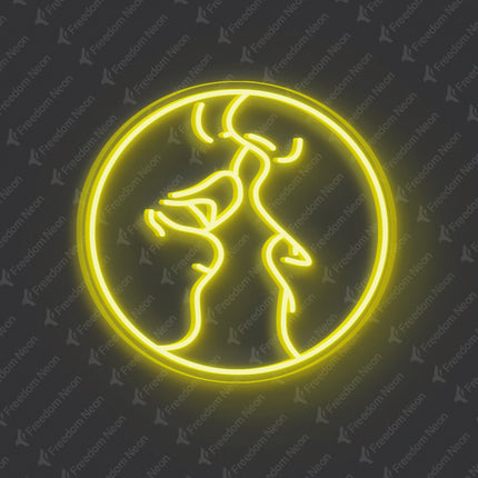Lemon Yellow Kissing Couple Neon Sign