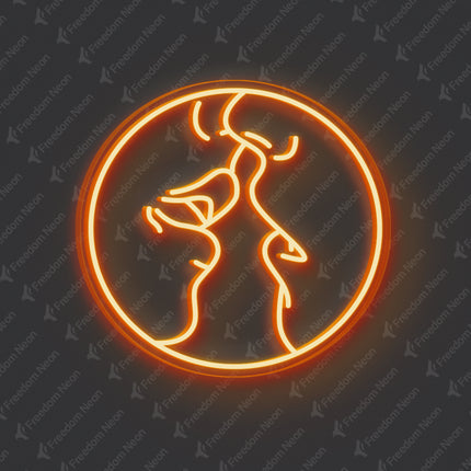 Orange Kissing Couple Neon Sign