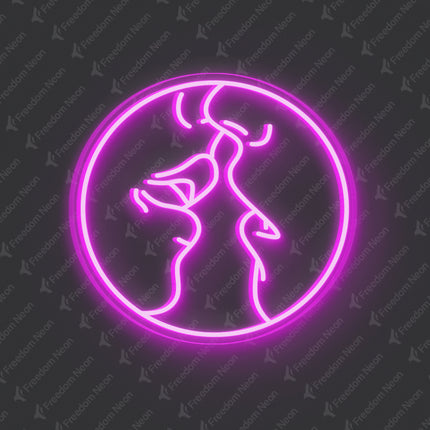 Pink Kissing Couple Neon Sign