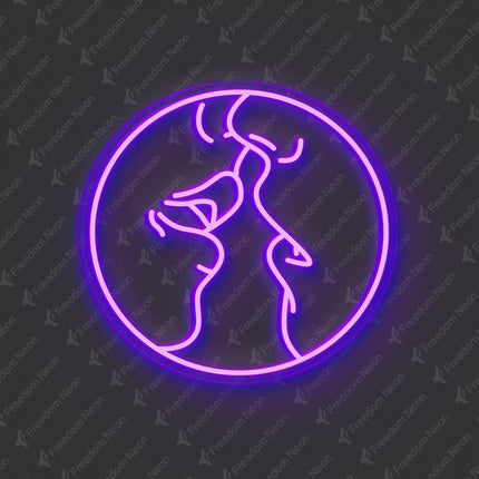 Purple Kissing Couple Neon Sign