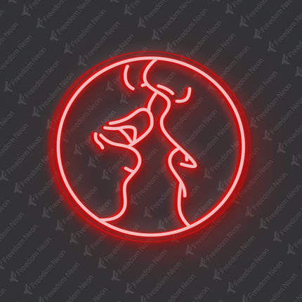 Red Kissing Couple Neon Sign
