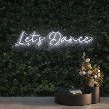White Let's Dance Neon Sign