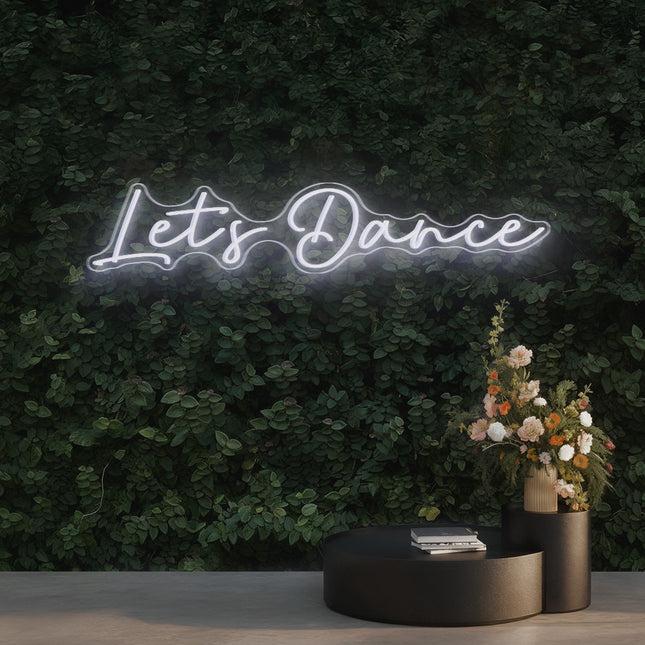 White Let's Dance Neon Sign