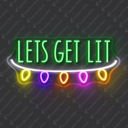 Green Let's Get Lit Neon Sign