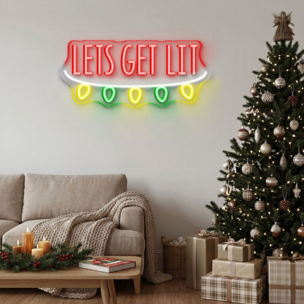 Red Let's Get Lit Neon Sign