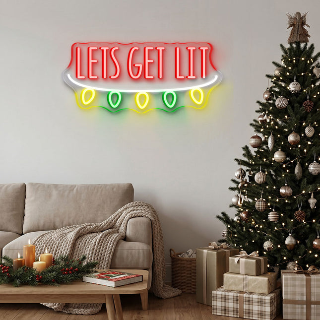 Red Let's Get Lit Neon Sign