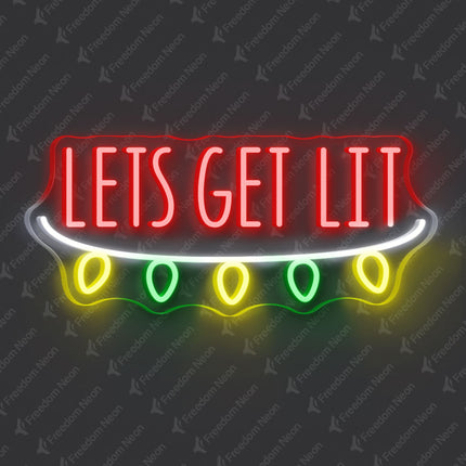Red Let's Get Lit Neon Sign