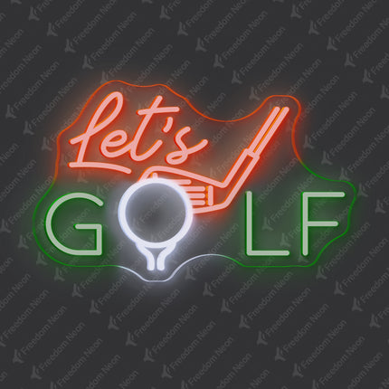 Orange & Green Let's Golf Neon Sign