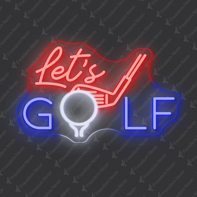 Red & Blue Let's Golf Neon Sign