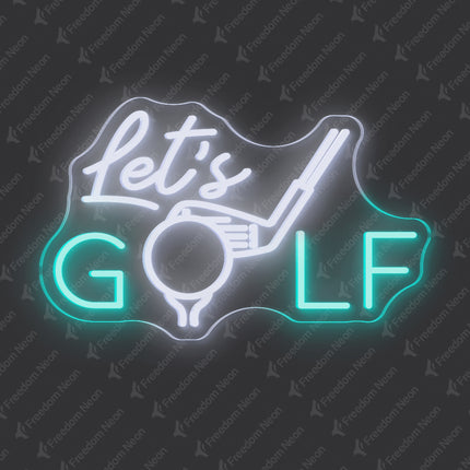 White & Mint Green Let's Golf Neon Sign