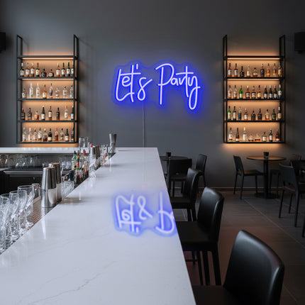 Blue "Let's Party" Neon Sign