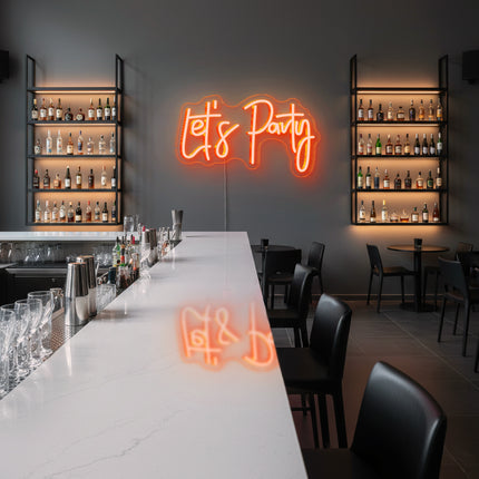 Golden Yellow "Let's Party" Neon Sign