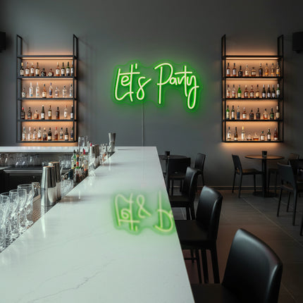 Green "Let's Party" Neon Sign