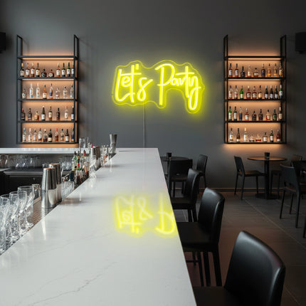 Lemon Yellow "Let's Party" Neon Sign