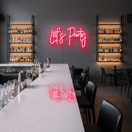 Light Pink "Let's Party" Neon Sign