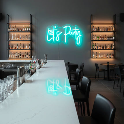 Mint "Let's Party" Neon Sign
