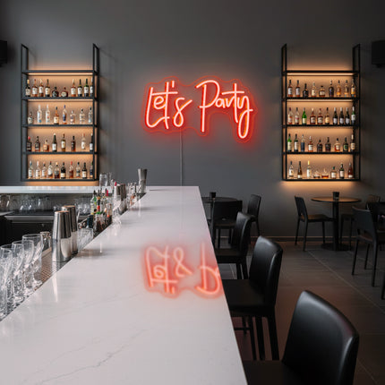 Orange "Let's Party" Neon Sign
