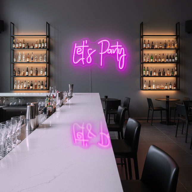 Pink "Let's Party" Neon Sign