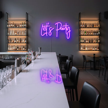 Purple "Let's Party" Neon Sign