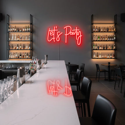 Red "Let's Party" Neon Sign