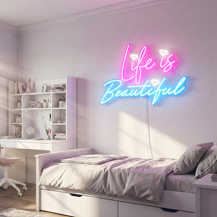 Ice Blue Life Is Beautiful Neon Sign