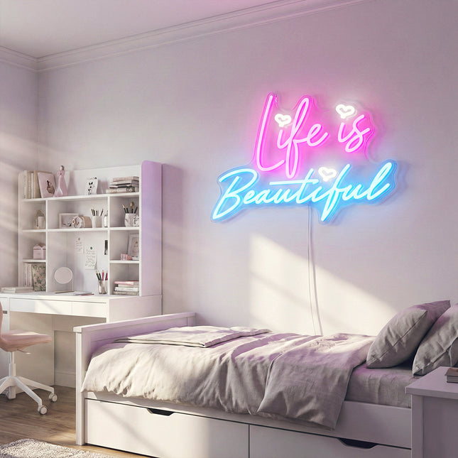 Ice Blue Life Is Beautiful Neon Sign