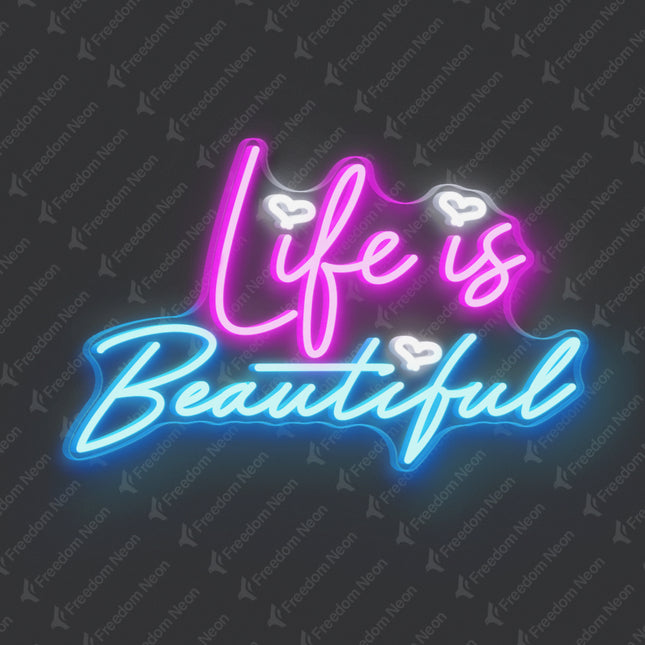 Ice Blue Life Is Beautiful Neon Sign