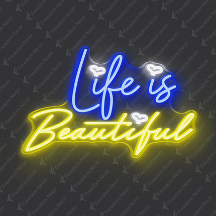 Lemon Yellow Life Is Beautiful Neon Sign