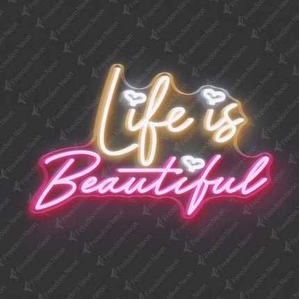 Light Pink Life Is Beautiful Neon Sign