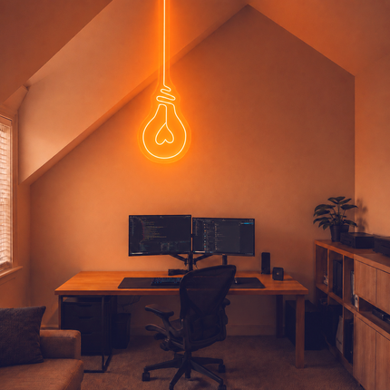 Orange Light Bulb Neon Sign