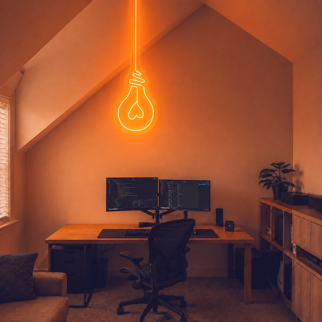 Orange Light Bulb Neon Sign