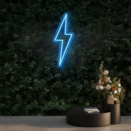 Ice Blue Lightning Flash Neon Sign
