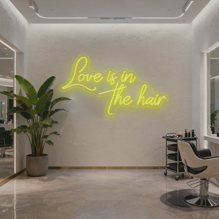 Lemon Yellow Love Is In The Hair Neon Sign