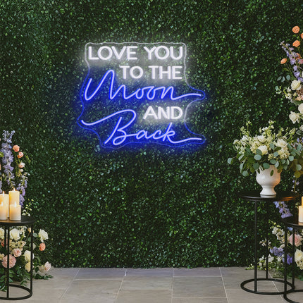 Blue & White Love You To the Moon and Back Neon Sign