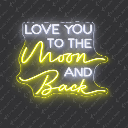 Lemon Yellow & White Love You To the Moon and Back Neon Sign