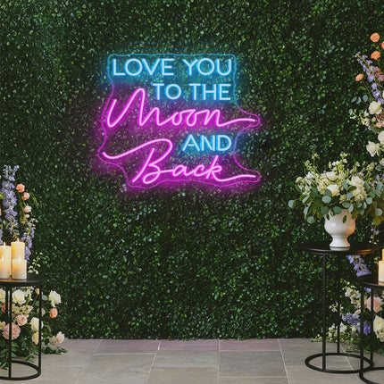 Pink & Ice Blue Love You To the Moon and Back Neon Sig