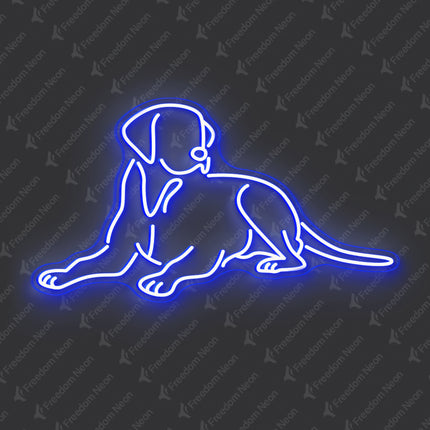 Blue Lying Dog Neon Sign