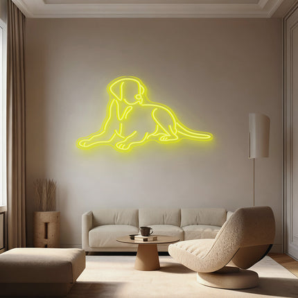 Lemon Yellow Lying Dog Neon Sign