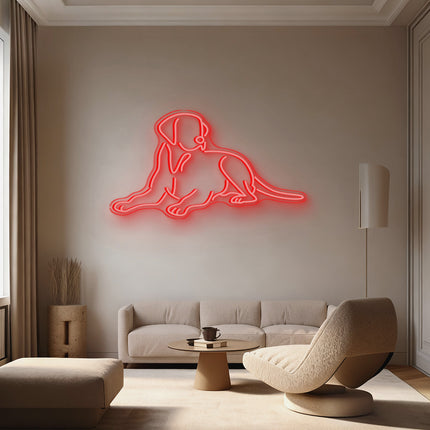 Red Lying Dog Neon Sign