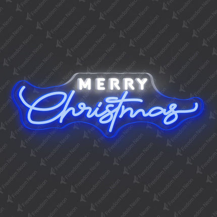 Blue Merry Christmas Neon Sign