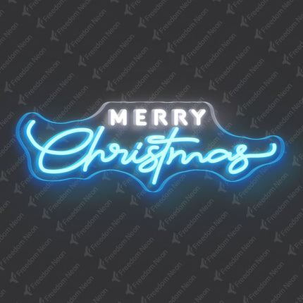 Ice Blue Merry Christmas Neon Sign