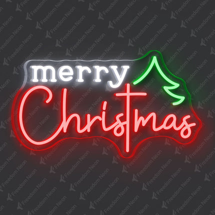 Red Merry Christmas with Tree Neon Sign