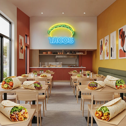 Ice Blue Mexican Tacos Neon Light